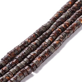 Supports de perles de bronzite et de pyrite synthétiques assemblées, perles heishi, Plat rond / disque