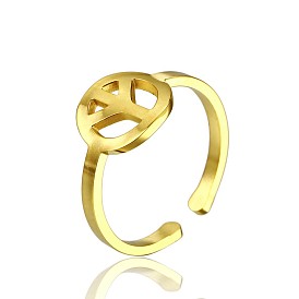 Simple Stainless Steel Adjustable Cuff Rings for Women, Fashionable Personalized Hand Jewelry, Real 18K Gold Plated