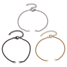304 fabrication de bracelet en chaîne en acier inoxydable, avec anneaux de saut et fermoirs à pince de homard