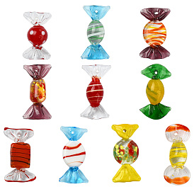 10шт 10 стили стеклянные подвески, конфеты