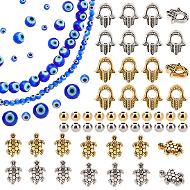 Tibetan Style Alloy Beads, with Handmade Evil Eye Lampwork Round Bead