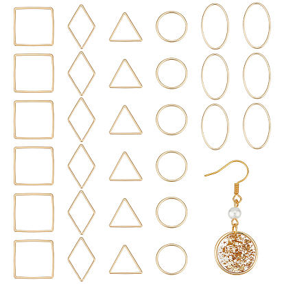 30шт. 5 стили латунные кольца с открытой задней частью и оправой, для diy уф смолы, эпоксидная смола, Прессованные цветочные украшения, разнообразные