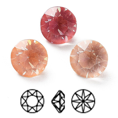 Electroplate K9 Glass Rhinestone Cabochons, Point Back & Back Plated, Faceted, Diamond