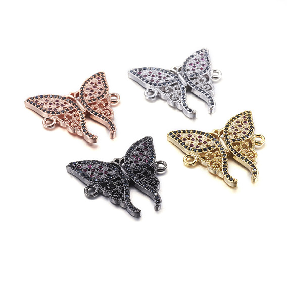 Brass Micro Pave Cubic Zirconia Links, Butterfly