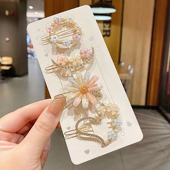 4шт. металлические заколки для волос из кожи аллигатора со стразами, аксессуары для волос для женщин и девочек