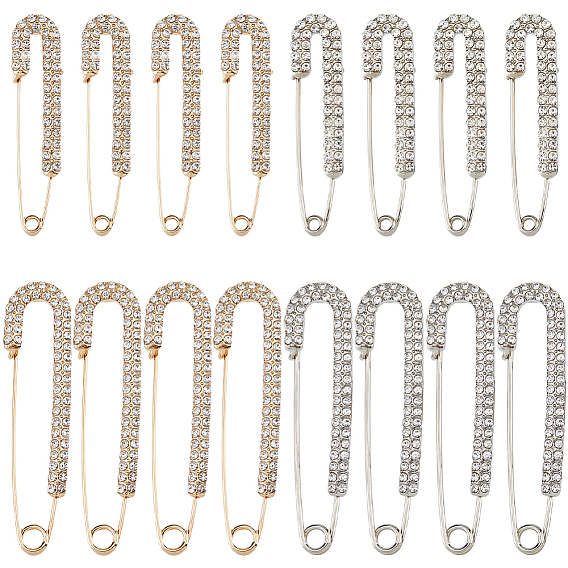 16шт. 4 стили брошь-булавка из сплава, килт булавка для утяжки талии брюки женские, со стразами