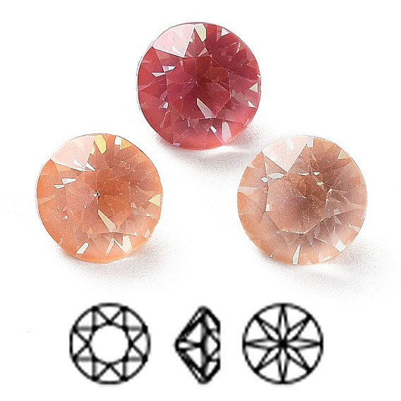 Electroplate K9 Glass Rhinestone Cabochons, Point Back & Back Plated, Faceted, Diamond