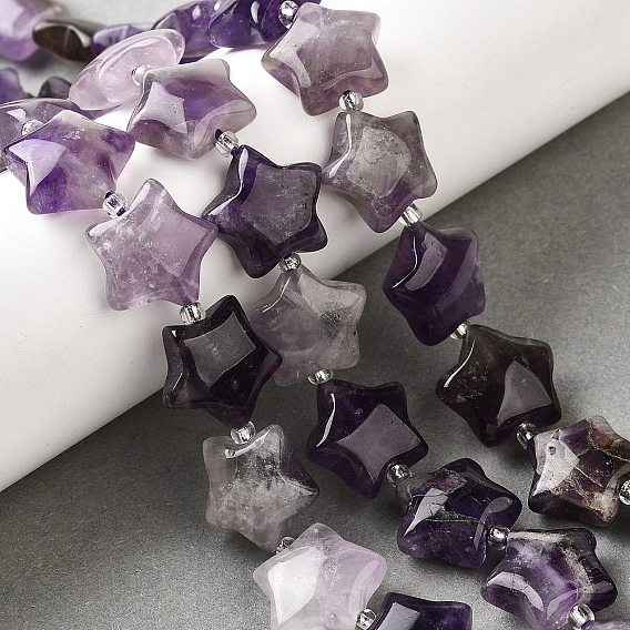 Нити бусин из натурального аметиста и кварца, звезда, с бисером