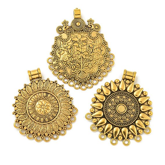 Тибетский стиль компоненты сплава люстра ссылки, без свинца и без кадмия, античное золото 