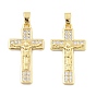 Крест-распятие латунные подвески с микропаве из кубического циркония