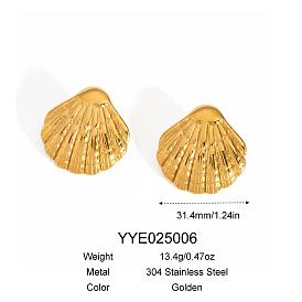 Пляж 304 серьги-гвоздики в форме ракушки из нержавеющей стали для женщин