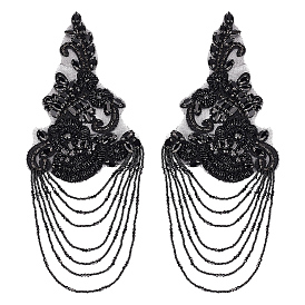 Glass Seed & Rhinestone Beaded Fringe Embroidery Applique Patch