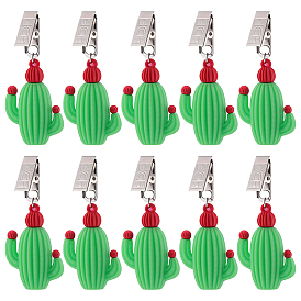 10Pesas para mantel de PVC con diseño de cactus, colgantes de mantel, con clips de hierro, Platino