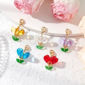 Стеклянные подвески в виде цветов, с 304 карабинами из нержавеющей стали и бисером