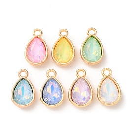 Pendentifs en verre d'alliage, charmes de larme, or, facette