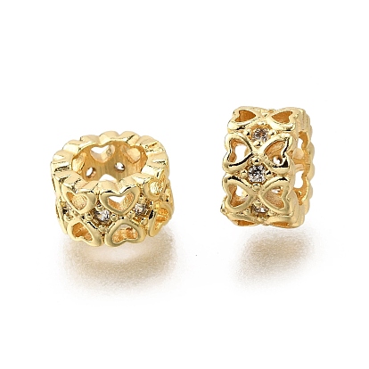 Латунные микро проложить Цирконий Европейский бисером, плоско-круглые с сердцем, стойки покрытие, без кадмия и без свинца, долговечный