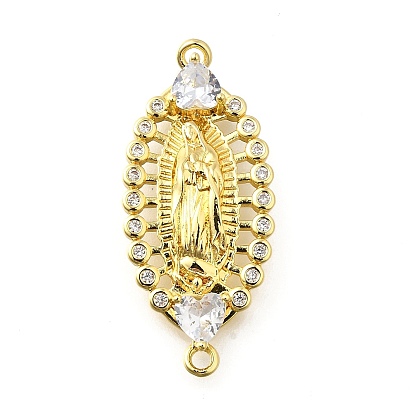 Латунные подвески-фигурки с прозрачным кубическим цирконием для религиозных коннекторов, овал с девственными мариными звеньями, стойки покрытие, долговечный, без свинца и без кадмия