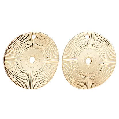 20Pcs Brass Pendants, Long-Lasting Plated, Flat Round