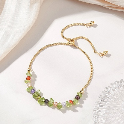 Браслеты-слайдеры для женщин с натуральным перидотом и бусинами из кубического циркония.