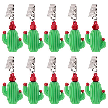 10Pesas para mantel de PVC con diseño de cactus, colgantes de mantel, con clips de hierro, Platino