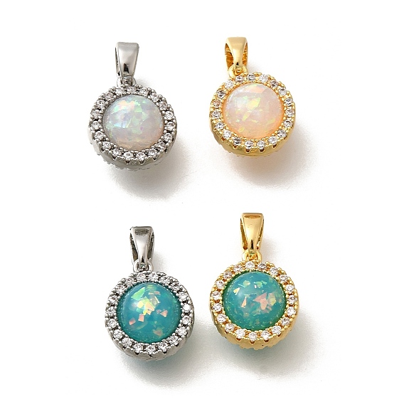 Латунные микро проложить кубического циркония подвески, без кадмия, без никеля и без свинца, cmолой, плоско-круглые