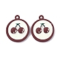 Alloy Enamel Pendant, Flat Round with Cherry