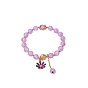 Glass Round Beaded Stretch Bracelets, with Alloy Enamel Daisy Flower Charms