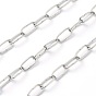 304 Stainless Steel Paperclip Chains, Drawn Elongated Cable Chains, with Spool, Unwelded