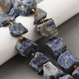 Необработанные грубые натуральные голубые точечные яшмовые бусины нити, самородки, с бисером