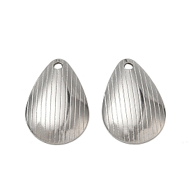 304 Stainless Steel Pendants, Textured Teardrop Charms