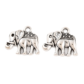 Tibetan Style Alloy Charms Pendants, Cadmium Free & Lead Free, Elephant, 15x17x3mm, Hole: 2mm