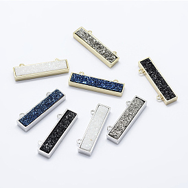 Гальванизированные подвесные агатовые подвески, с латунной фурнитурой , прямоугольные