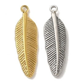 304 Stainless Steel Pendants, Leaf Charm