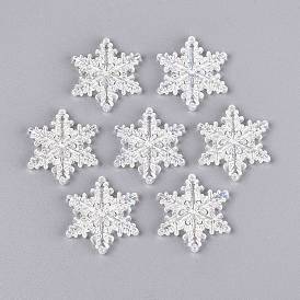 Transparent Plastic Chandelier Component Links, Snowflake, AB Color Plated