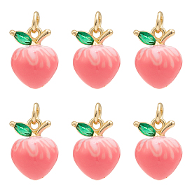 6подвески из латуни с микропаве из кубического циркония, фрукты, с эмалью и кольцом для прыжков, долговечный, без кадмия и без свинца, реальный 18 k позолоченный