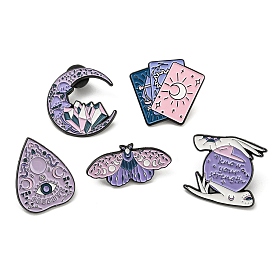 Tarot/Moon/Butterfly Enamel Pins, Black Alloy Brooches for Backpack Clothes