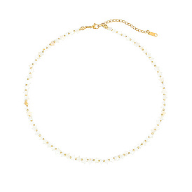 Natural Shell & Real 18K Gold Plated Stainless Steel Beaded Necklaces