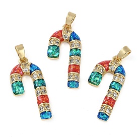 Brass Micro Pave Cubic Zirconia Pendants, with Synthetic Opal, Long-Lasting Plated, Lead Free & Cadmium Free, Lollipop