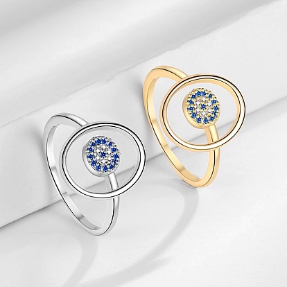 Латунные микро проложить кубического циркония кольца, злые глаза