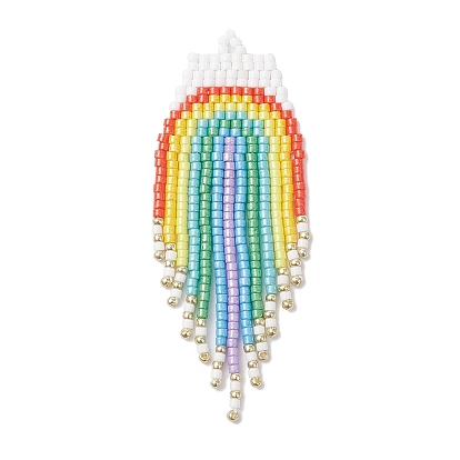 Стеклянные бусины большие подвески, радужная кисточка