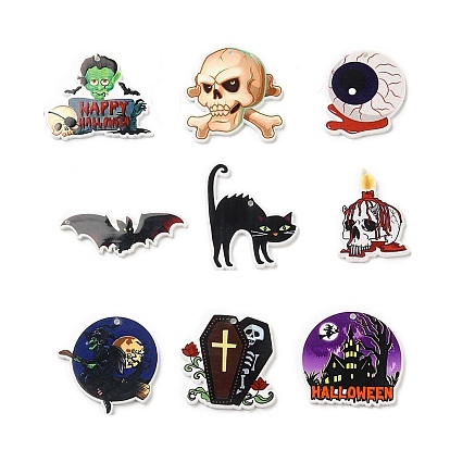 Halloween Themed Opaque Printed Acrylic Pendants