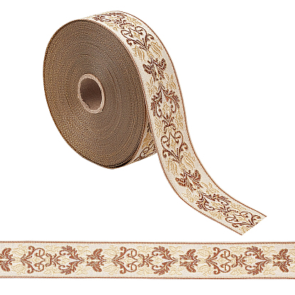 25M Polyester Jacquard Flower Ribbon, for Garment Accessories, Curtain Decoration