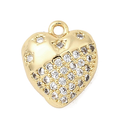 Латунные микро проложить кубического циркония подвески, сердце прелести, долговечный, без никеля 