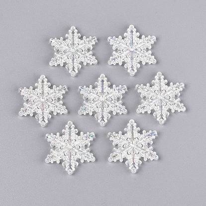Transparent Plastic Chandelier Component Links, Snowflake, AB Color Plated