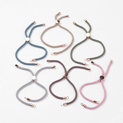 Fabrication de bracelet en nylon torsadé, avec les accessoires en laiton, bracelets de slider, sans plomb et sans cadmium