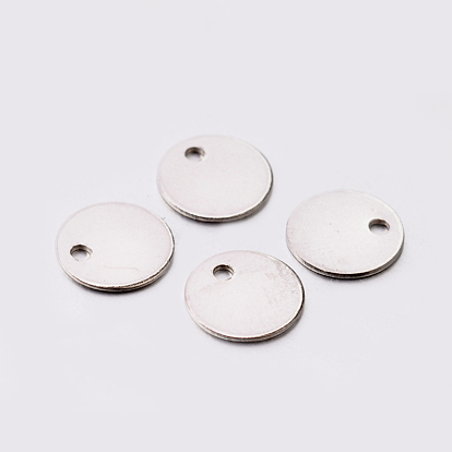 Оригинальный цвет 304 из нержавеющей стали плоские круглые руки штамповки пустые прелести тегов, 8x0.5 мм, отверстие : 1 мм