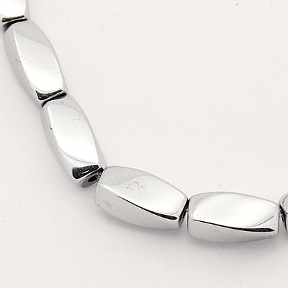 Гальванизировать магнитные синтетический гематит твист бусы пряди, 11x5.5x5.5 мм, отверстие : 1 мм, около 36 шт / нитка, 15.7 дюйм