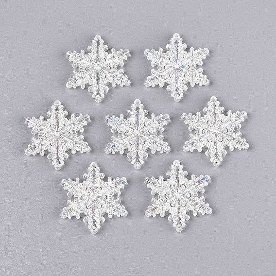 Transparent Plastic Chandelier Component Links, Snowflake, AB Color Plated