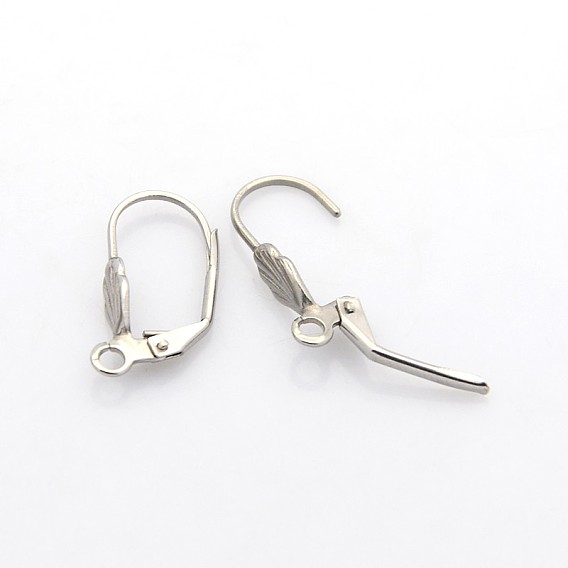 304 accessoires dormeuses d'oreilles en acier inoxydable, avec boucle, 20x10x5mm, trou: 2 mm, broches: 0.9 mm