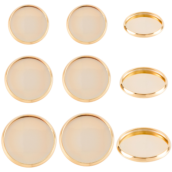 60 шт. 3 стиль 304 чашки из нержавеющей стали с гладким краем, кабошон настройки, плоско-круглые